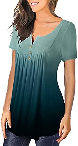 PIMoXV ženske duge tunike Ljetni kratki rukav Henley majica za nošenje sa gamašima skrivane ležerne bavežerne haljine