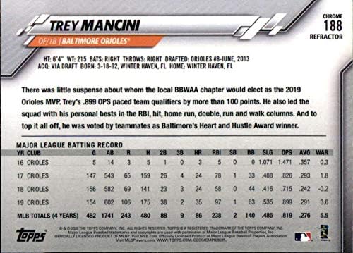 2020 TOPPS Chrome Sepia Refraktor 188 Trey Mancini Baltimore Orioles MLB bejzbol trgovačka kartica