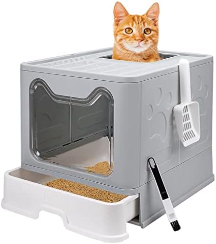 ZLXDP toaletni Krevetpan Anti Splash zatvorena kutija za mačke sa fiokom sklopivi toalet za kućne ljubimce