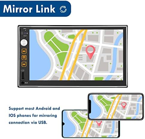 Dvostruki din Car Stereo kompatibilan sa Apple Carplay i Android Auto - 7 Automatski radio s dodirnim ekranom sa sigurnosnim kopijama i ogledalom - Bluetooth audio