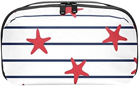 Vodootporne kozmetičke torbe, Red Sea Stars on Marine Stripes putne kozmetičke torbe, multifunkcionalne prenosive