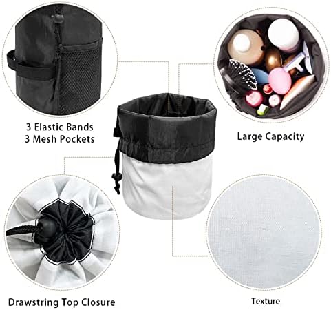 Coeqine Crne kozmetičke vrećice, crnog prljavštine Organizator šminke sa džepom mrežice i 3