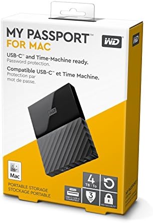 WD 4TB moj pasoš za Mac Prijenosni vanjski tvrdi disk, USB-C / USB-a-WDBP6A0040BBK-WESE
