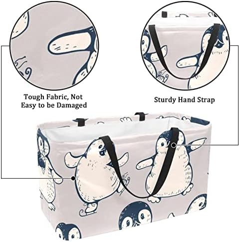 Korpa Za Višekratnu Upotrebu Slatka Penguin Prenosiva Sklopiva Piknik Torbe Za Namirnice Korpa Za Veš