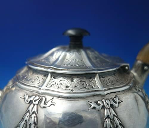 William Eaton English Gruzijski sterling srebrni čajni lonac sa drvom za pranje