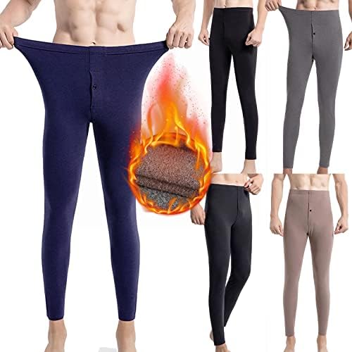 Muškarci Zimske tople gamaše Premium pamučna flena obložena toplotnom rubom Donje dugačke pantske pantske veličine termalne aktivne hlače
