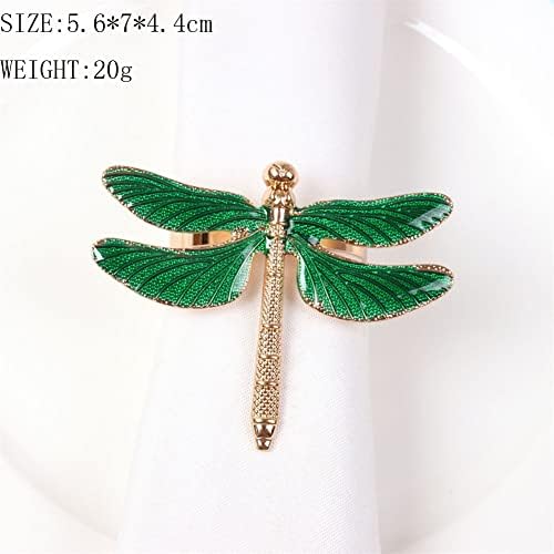 Green Dragonfly Držač za salvete Zlatni insekt kopča salveta Metalni držači salveta za proljeće Ljeto