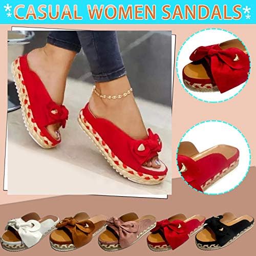 Ženske sandale 2021, Knot luk Slide Sandals Slip na slajdovima Papuče platform plaža Ljeto Travel Modne rimske cipele