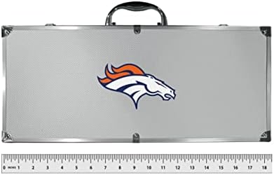 NFL Siskiyou sportski Fan prodavnica Denver Broncos čelik Tailgater BBQ Set w / Case 8 komad siva