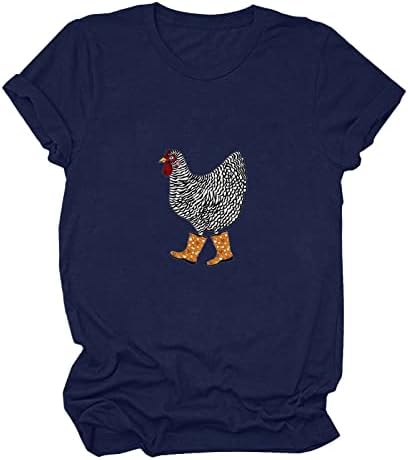 Vintage piletina tiskane majice za žene modne smiješne majice Casual Crewneck kratki rukav majice Ljeto slatke vrhove