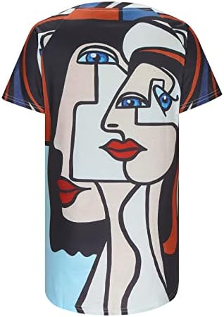 Žene Ljeto Ležerne majice Vrhovi Art Sažetak Slikanje Ispiši košulje Trendi kratkih rukava Crta Tunnic TEES Bluza