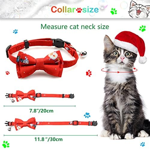 Božićna kragna za mačke kragne sa odvojivim zvonom i leptir mašnom za odrasle mačke mačića, 4 kom ovratnici za