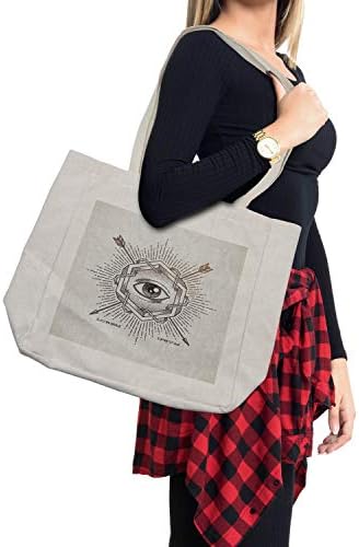 Ambesonne okultna torba za kupovinu, treće oko u geometrijskom Šesterokutu sa Grunge efektima