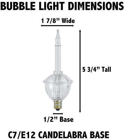 Novelty Lights, Inc. CL-Bubble-Set - 7 Tradtional Bubble Light and Stringer Set, 7 Clear bubble Fluids sa srebrnim sjajem, zelena žica, C7 / E12 kandelabra baza, 7 pakovanje
