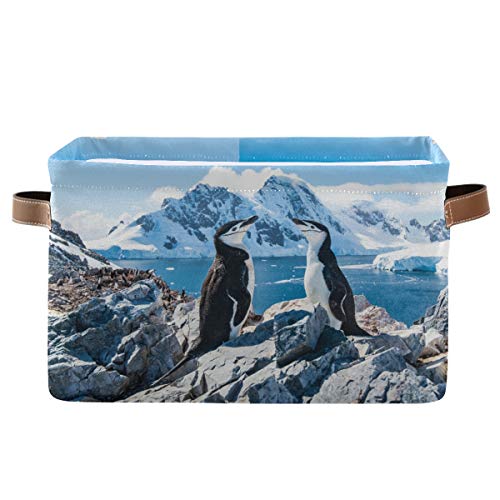 Pravokutna skladišta bin Chinstrap Penguin platna tkanina sa ručkama - sklopiva poklon korpa za ormar za dnevne sobe