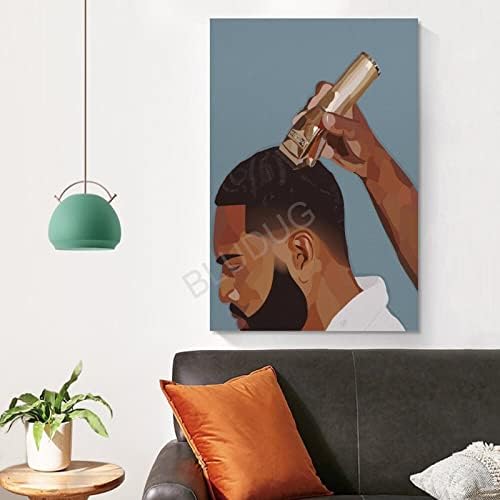 Frizerski Salon Decor Poster Crni brijač,Umjetnost,kozmetički Salon, šišanje, zidna Umjetnost,Afroamerička Umjetnost slika na platnu posteri i grafike zidne umjetničke slike za dnevni boravak dekor spavaće sobe 16x24inch