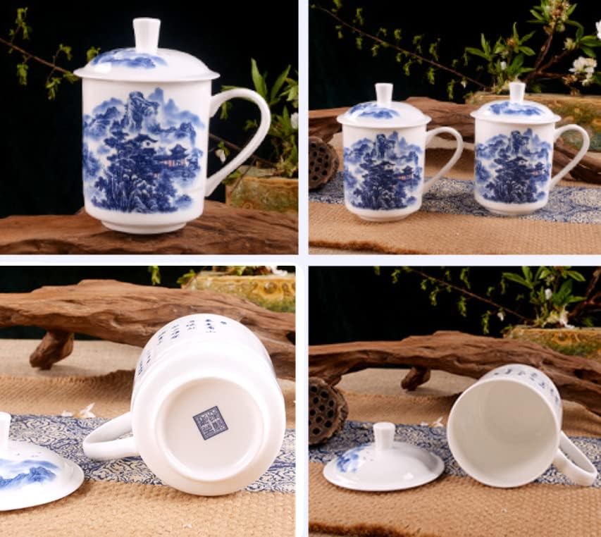 Fine ručno rađena keramika čaj čaja sa poklopcem, kineski Jingdezhen plavi i bijeli porculan za