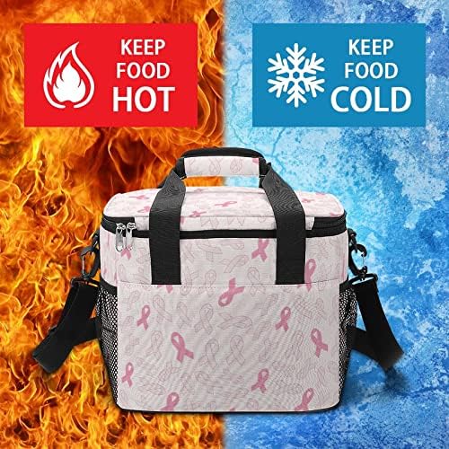 Svijest o raku dojke ružičaste trake za kampiranje izolovana torba prenosiva kutija za led u grudima nepropusna torbica za ručak hladna torba sa patentnim zatvaračem za izlet na plaži