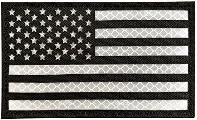 Suviya 3x5 Veliki crni reflektivni američki američki zastava Patch Patch taktički prsluk zakrpa