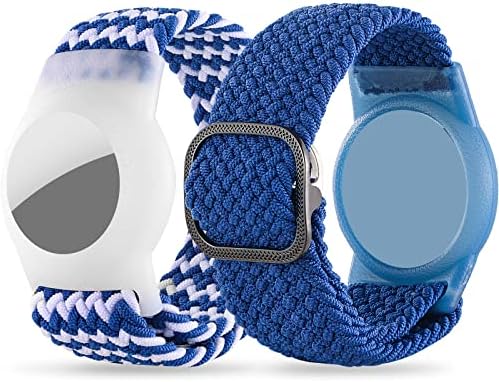 Airtag narukvica za djecu, Nylon AirTag narukvica za djecu kompatibilna sa Apple Airtagom, podesivom narukvicom za gubljenje za-izgubljene lagane GPS za djecu-plavo-bijelo / plavo