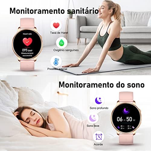Pametni sat za žene, 1,32 HD puni dodirni ekran Bluetooth SmartWatch za Android i iOS telefone kompatibilan IP67 vodootporan fitnes tragač sa monitorom brzine otkucaja srca