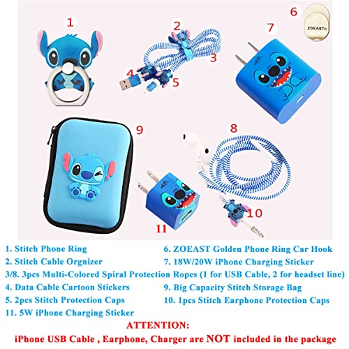 ZOSTLAND Stitch Set DIY zaštitnici telefonski prsten kabl za prenos podataka 5W / 18W/20W USB punjač