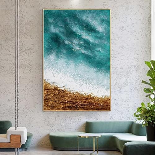 XJJZS prirodni Sažetak velike veličine okeansko plavo pejzažno ulje platno ručno rađeno zidno umjetničko slikarstvo