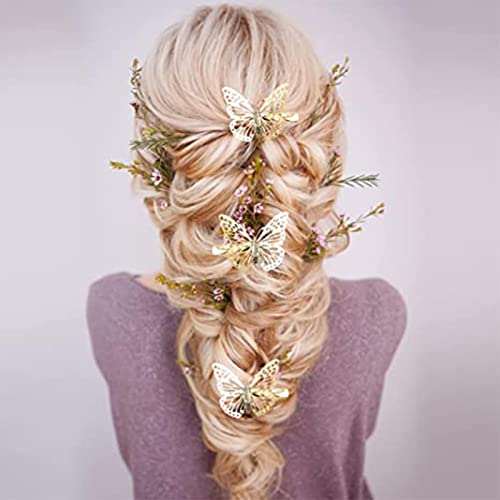 Andlaisi Vintage Butterfly Clip Barrette Gold 3D Leptir bareta za kosu Francuski leptir kopča u šupljim leptirima glava za glavu kose ukrasna kosa za kosu za žene 3pc