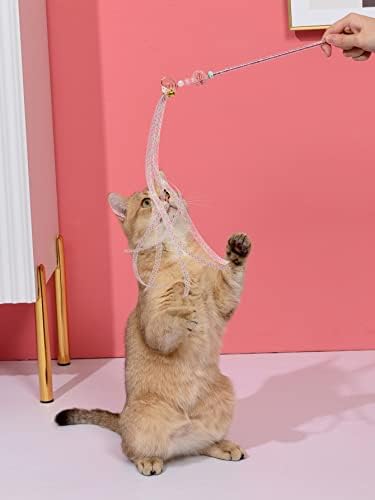 Qwinee Tassel Bell Cat Teaser Wind Interaktivna mačka Tyy Cat Wand teaser igračke za unutarnje
