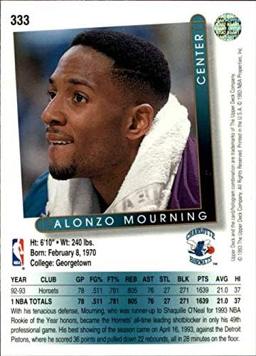 1993-94 Gornja paluba 333 Alonzo oplakivanje Charlotte Hornets NBA košarkaška karta NM-MT