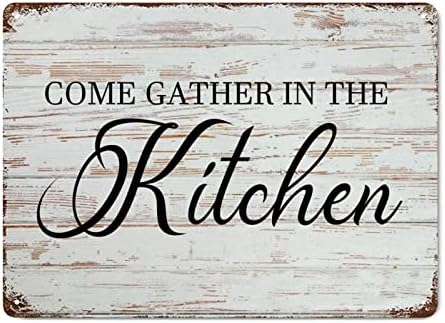 Porodični citat Metalni znak sa izrekom Dođite okupljajte u kuhinju od drveta Zrno ohrabrenje