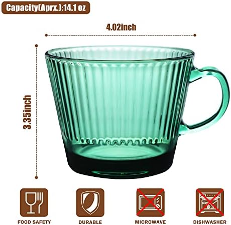 WHJY ember staklene šalice, trake zelene čaše, set od 2 šalice za kavu za slaganje, čajne čaše,