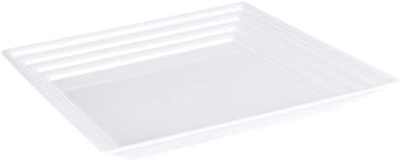 [White-3 Pack] Homegear plastični kvadrat koji servira za izravnati pladanj predjela ploča 12x12 inčni hrane za zabavu hrane za jednokratnu upotrebu od 3