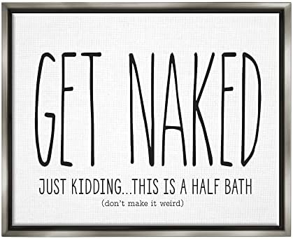 Stupell Industries dobivaju golu smiješnu riječ kupatilo crno-bijeli dizajn, dizajn po pisanju i obloženim