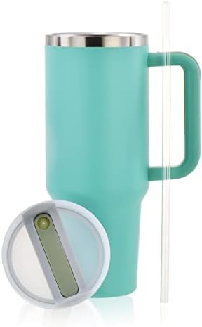 EVERGLITTER 40oz Mašina za sušenje sa poklopcem i slamkom, plava čaša od nerđajućeg čelika sa ručkom