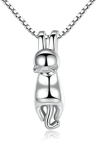 BUYITO S925 Sterling Silver Cat Privjesak Ogrlica, mačka čari ogrlica Nakit za djevojčice žene nakit pokloni