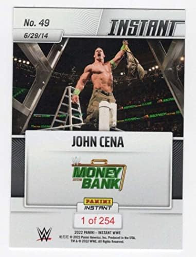 John Cena 2022 Panini Instant WWE Premiere COMMORATIVE SET / 254 49 NOVAC BANKNI COND HRESTLIZIJA