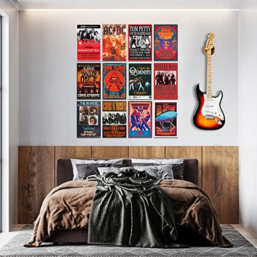 Woonkit Vintage Rock Band posteri za estetiku sobe, 70-ih 80-ih 90-ih Retro muzička soba zidna spavaća soba dekor zidna Umjetnost, Vintage Rock bend muzički koncert plakat zidni kolaž, omot albuma stare muzike