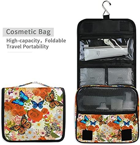 Viseća toaletna vrećica proljetna cvijeća i leptiri šminke putne torbe za toaletne potrepštine prijenosni
