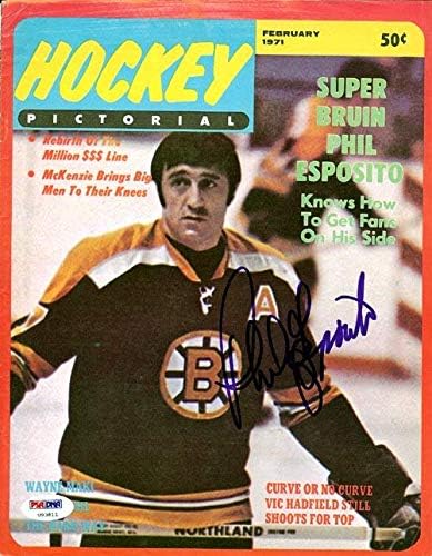 Phil Esposito autographed Hockey Pictorial Magazine Cover Boston Bruins PSA / DNK #U93811 - autographed NHL magazini