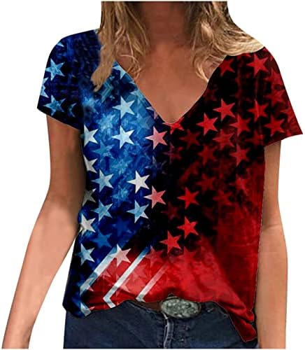 4. jula 2023. majice za žene Modne američke zastave Namovi Patriotski zvijezde Stripes Shires Dnevne bluze za