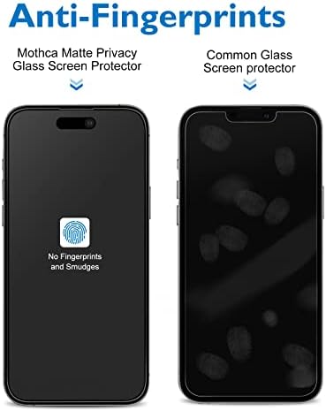 Mothca mat Zaštita ekrana za privatnost za iPhone 14 Pro 6,1-inčni 2022 sa naljepnicom za poravnanje, Anti-Spy Anti-Glare puna pokrivenost kaljeno staklo protiv štitnika za otisak prsta Smooth & amp; bez tamne, lako se instalira