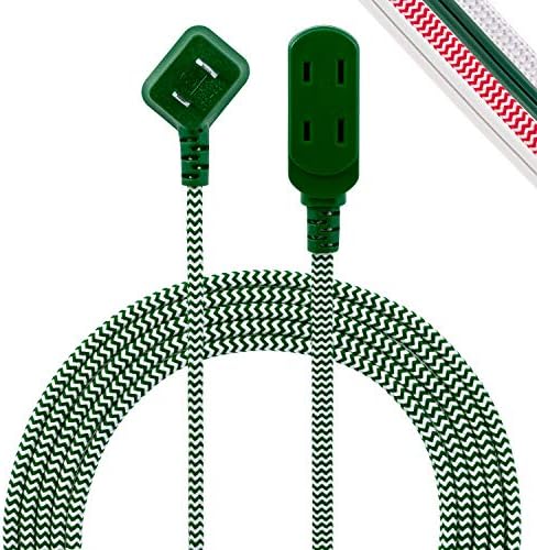 Philips dodaci 3-outlet produžni kabel, 8 ft dizajner pletena kabl za napajanje, polarizirani otvori, ravni utikač, savršen za ljetovanje i dekor, bijela / zelena, SPC1030GC / 27