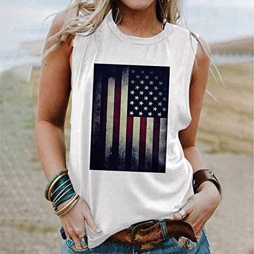 Ženski ljetni tenk Najbolja američka košulja za zastave za žene 4. srpnja vrhovi rezervoara USA Flag Stars Stripes bez rukava patriot majica