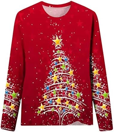 Božićne košulje za žene labave fit majica s dugim rukavima majica ružnog božićnog džemper 3D WWIRLING LED