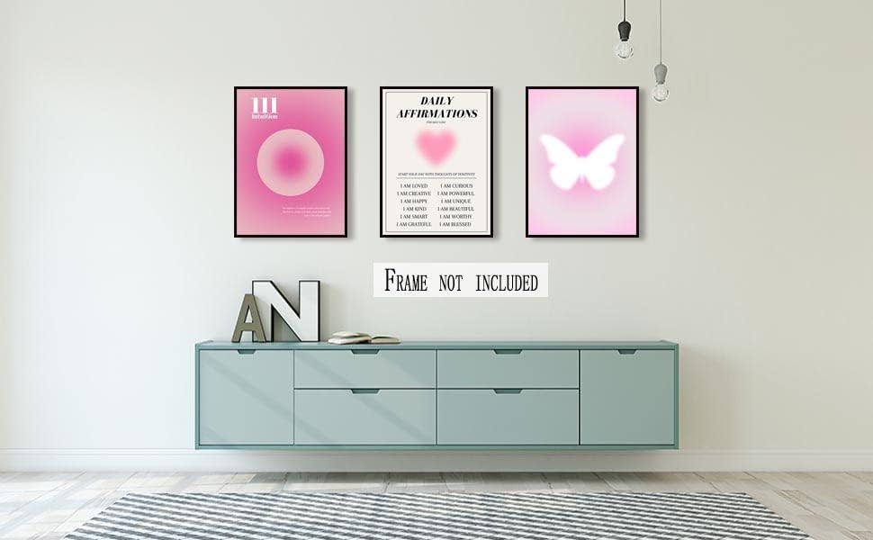 Pink Gradient Aura Angel Numbers Posteri Setovi za sobu estetska duhovna afirmacija platno zid Art pozitivna