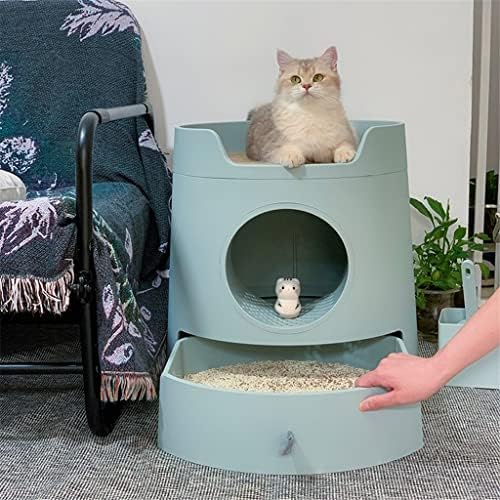 Dhdm multifunkcionalna kutija za smeće za mačke s lopatom s ladicom za jastuke za mačke protiv prskanja