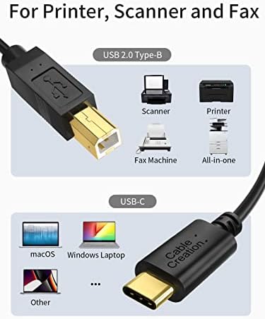 CableCreation USB C kabl za štampač 3.3 ft USB C za kabl za štampač USB C do B, kabl za skener kabl za