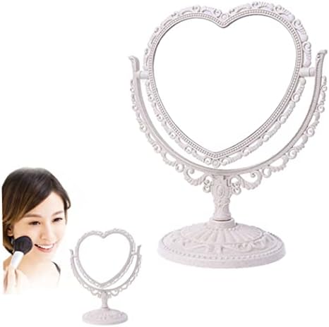 Eioflia Ogledalo Za Šminkanje U Obliku Srca Rotirajuće Dvostrano Stolno Kozmetičko Toaletno Ogledalo Bež