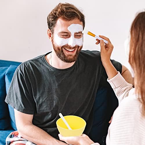 Healeved Brush Makeup Set 1 Set maske za lice komplet alata za miješanje sa silikonskim maskama posude četke lopatica mjerna mjerica kozmetički kozmetički alat za kućni Salon žuta silikonska posuda za miješanje